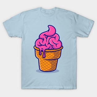 Cute Brain Ice Cream Cartoon T-Shirt